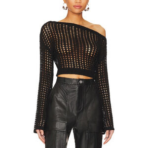 L'Academie Crochet Black Odilie Sweater Size M